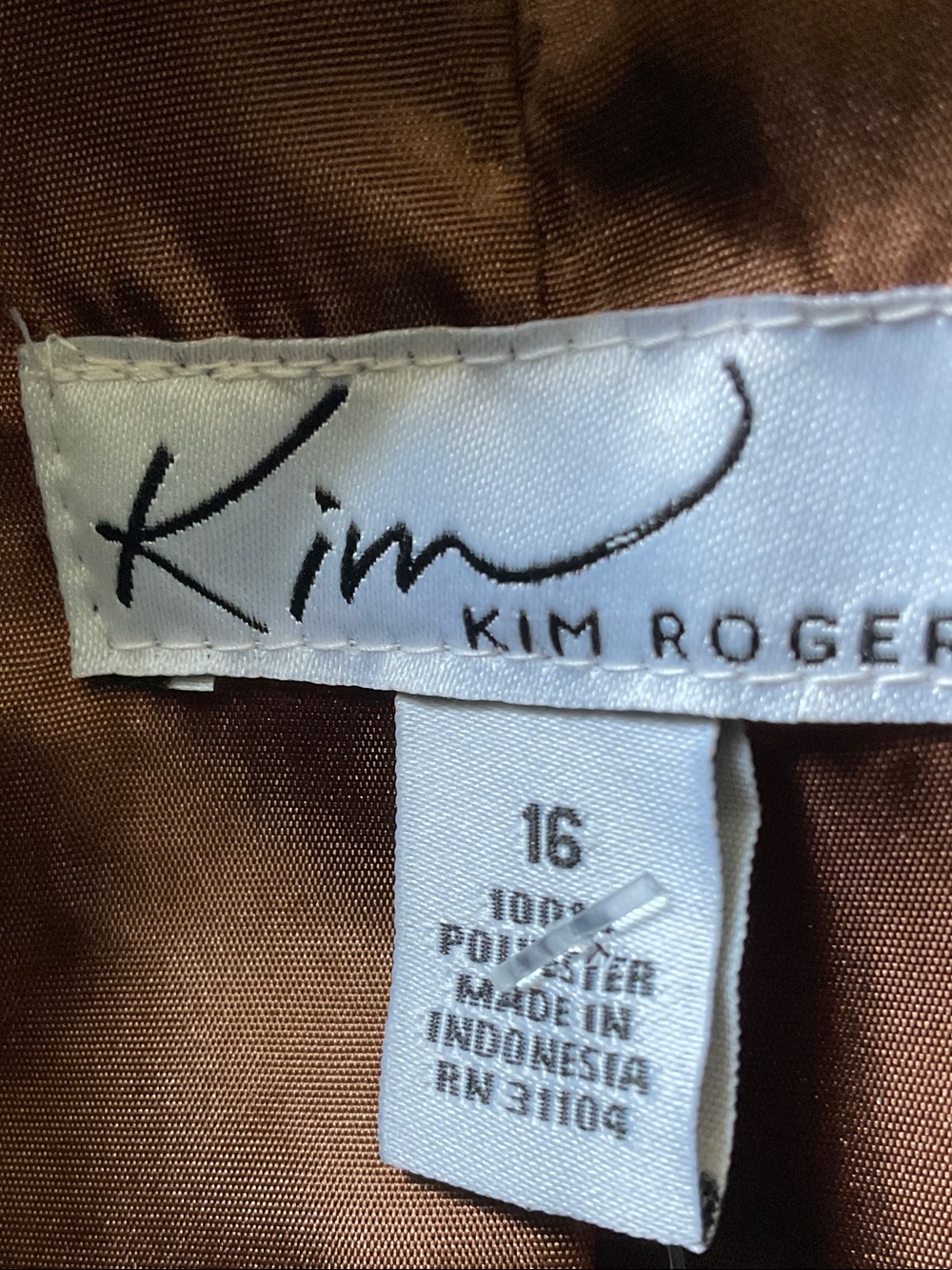Kim Rogers Brown Faux Leather Jacket Zip Front Jacket Women’s Size 16, P2P 24” - Picture 5 of 7